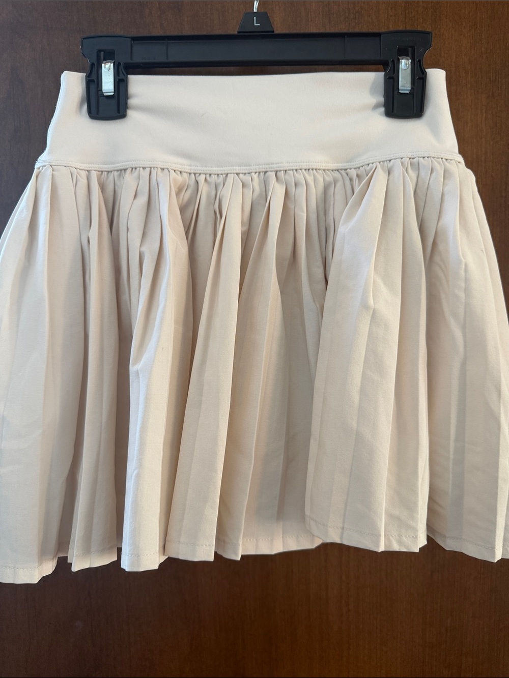 Girls Cream Pleated Skort with Elastic Waist